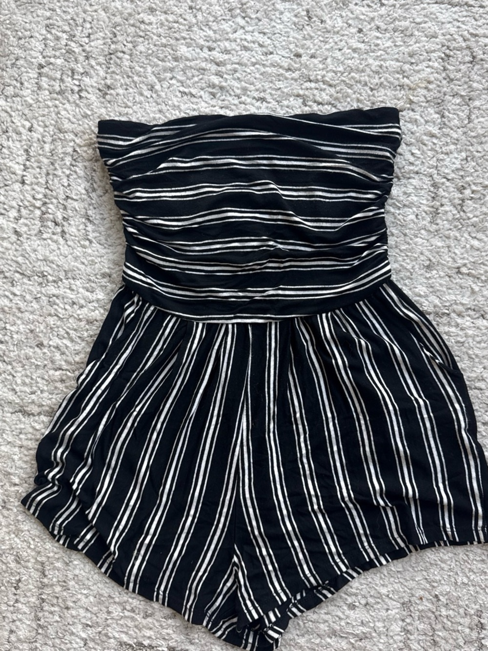 Black & White Striped One-Piece Romper